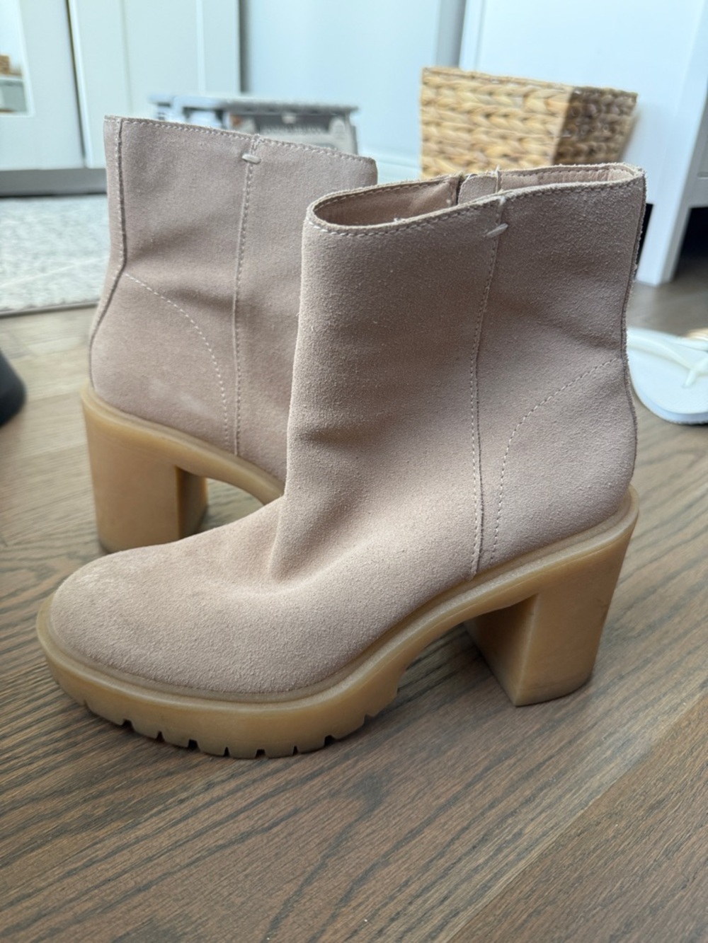 Dolce Vita Beige Suede Platform Ankle Boots